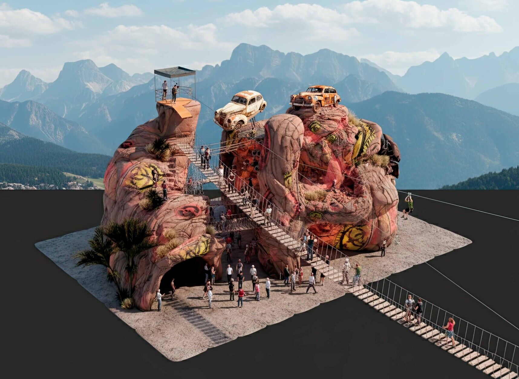 diseño y construccion de parque de escalada y aventuras