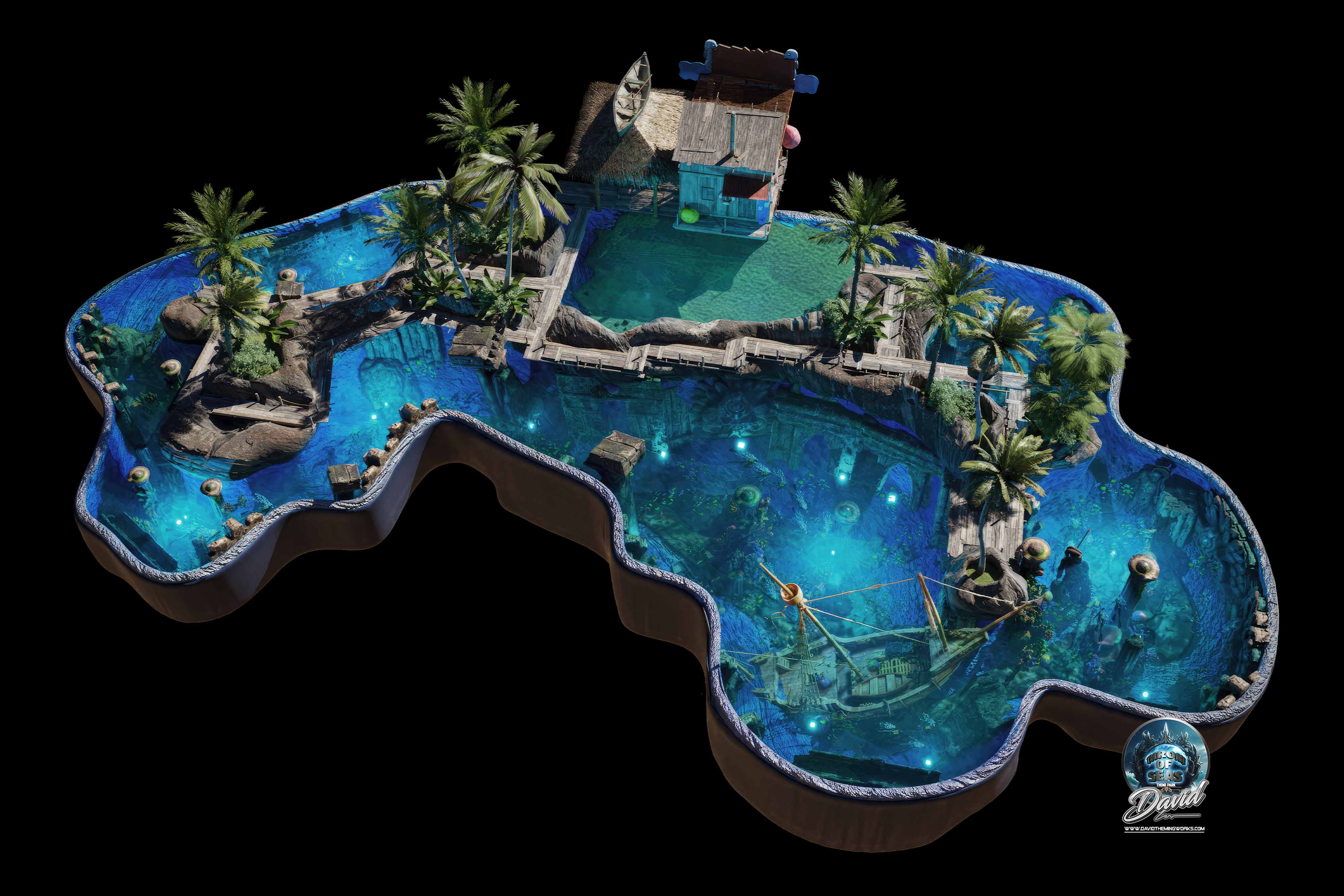parques de aventura subacuática diseño de parques de buceo temático