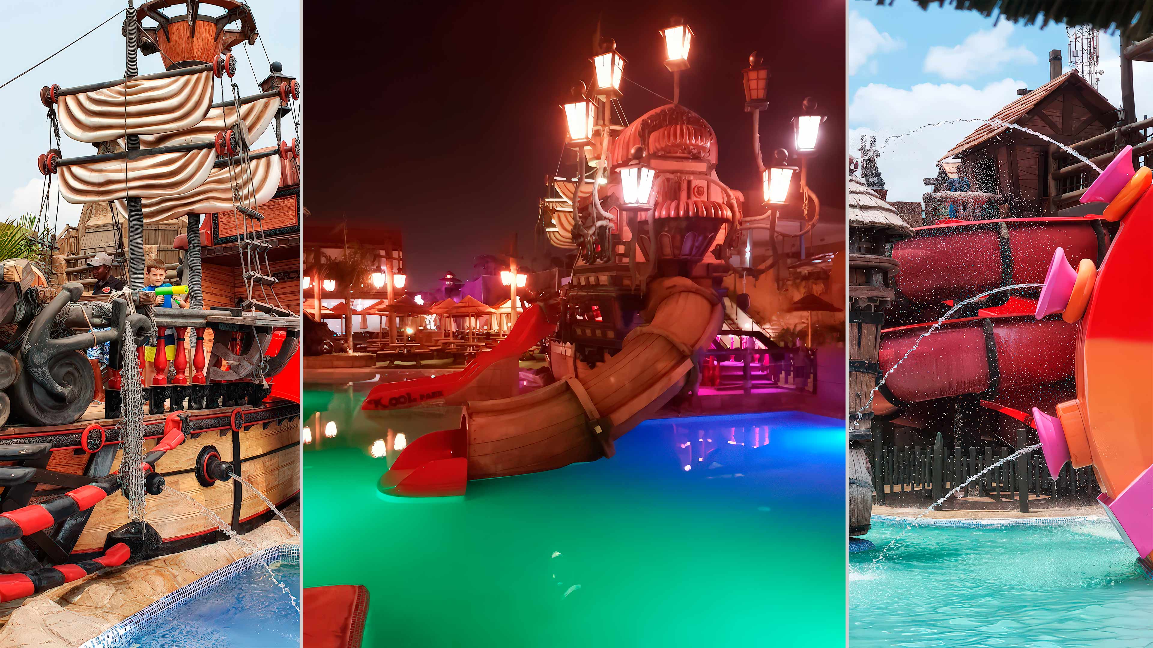 piscinas infantiles estilo barco pirata diseño de piscinas temáticas con toboganes y cuevas pirata